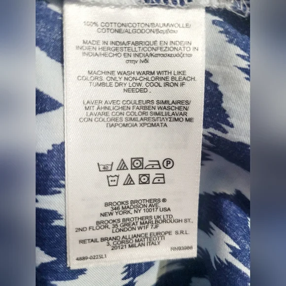 Woman's Brooks Brothers Blue Ikat Tunic Blouse 100% Cotton Size Small 3/4 Sleeve - Picture 12 of 12